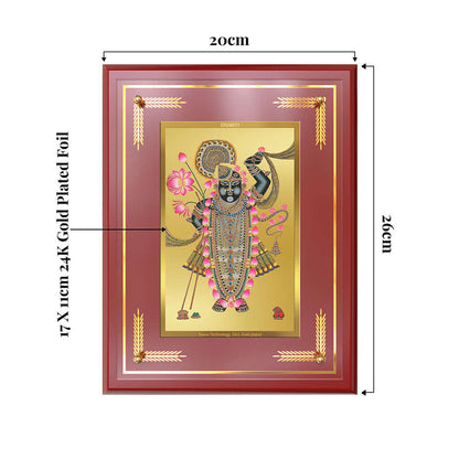 Lord Shrinathji | Divine of Krishna Wall and Tabletop Photo Frame in 24K Gold Plated Foil