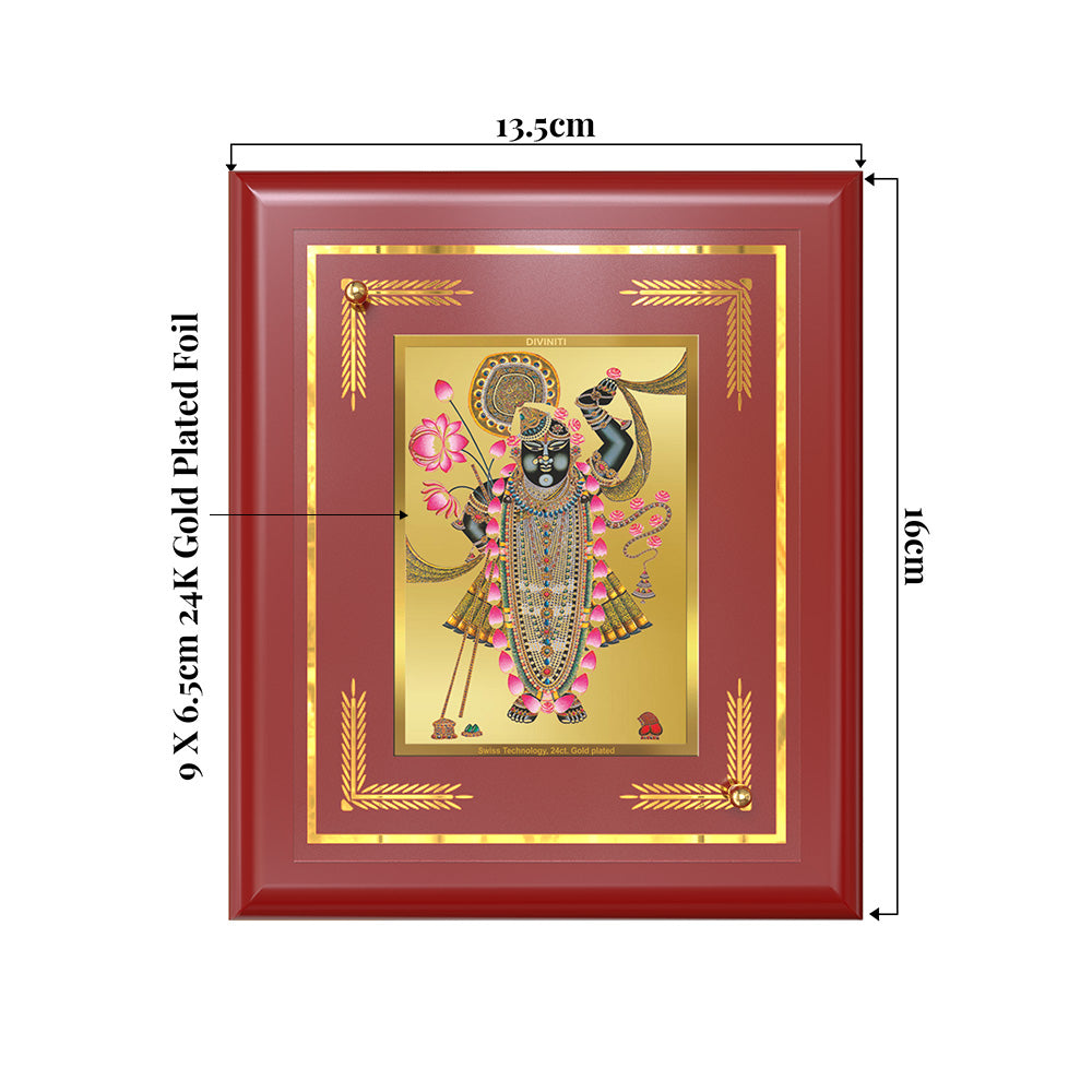 Lord Shrinathji | Divine Form of Krishna from Nathdwara Wall & Tabletop Frame in 24K Gold Plated Foil