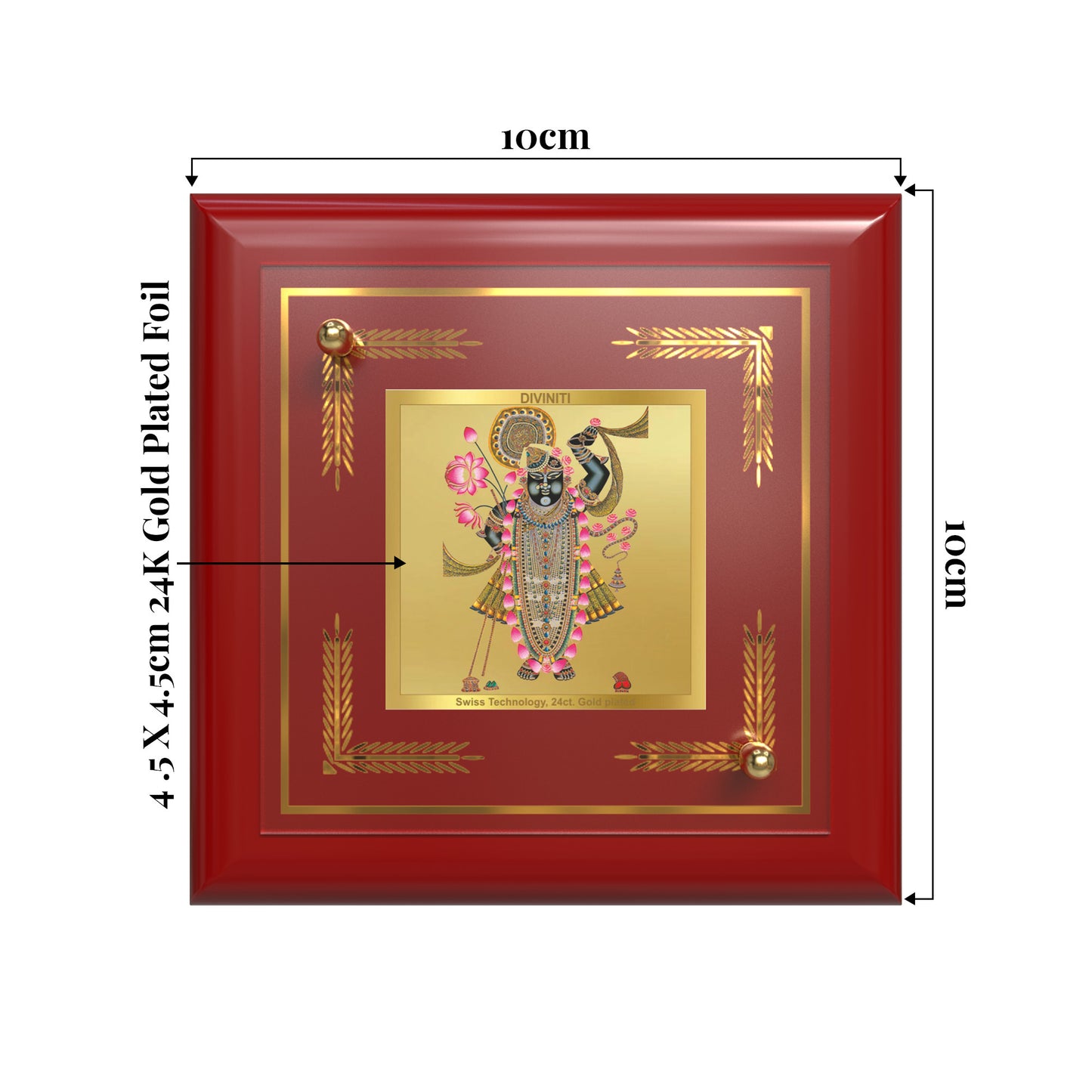 Lord Shrinathji | Divine Form of Krishna from Nathdwara Tabletop Frame in 24K Gold Plated Foil