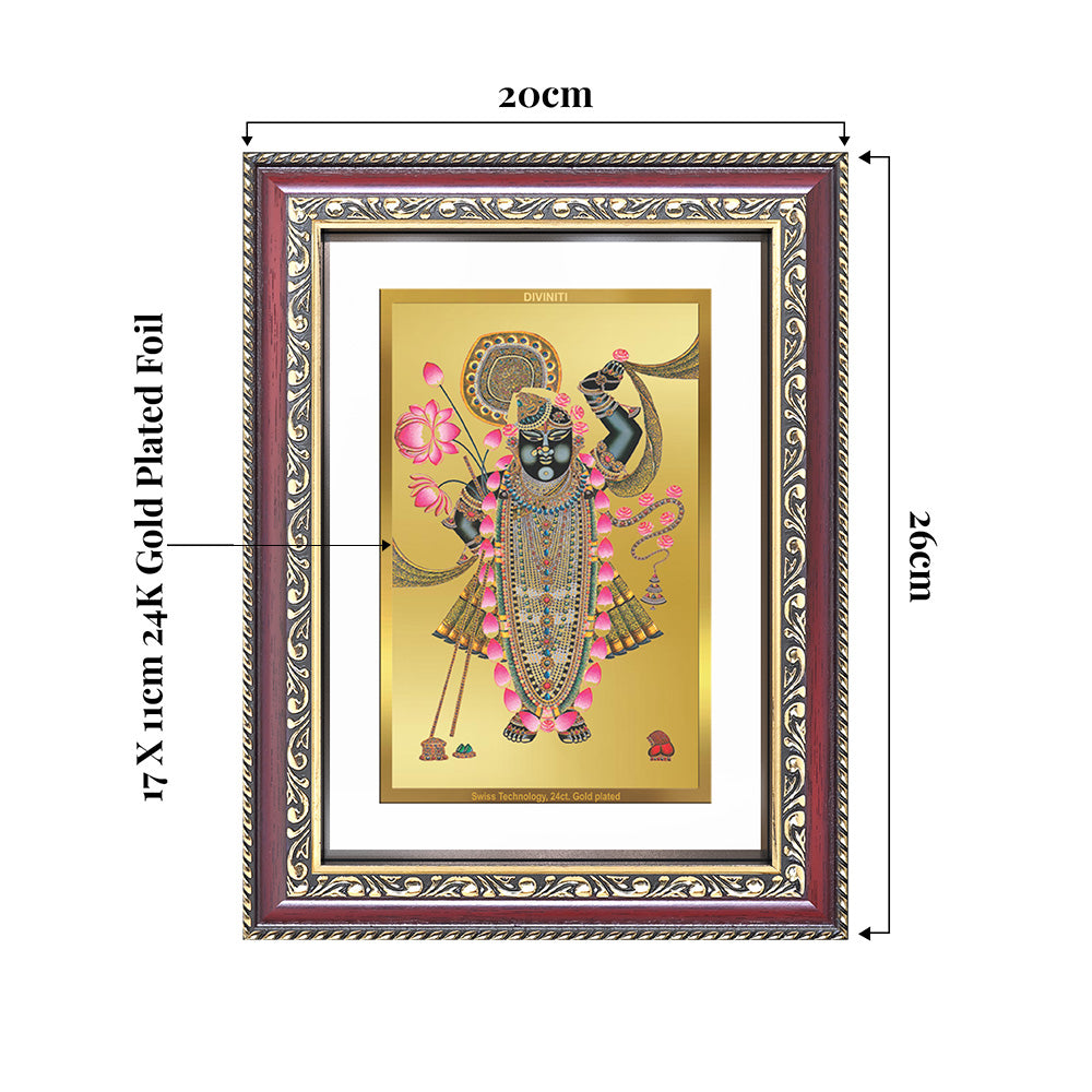 Lord Shrinathji | Divine of Krishna Wall and Tabletop Photo Frame in 24K Gold Plated Foil