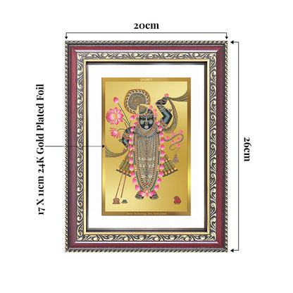 Lord Shrinathji | Divine of Krishna Wall and Tabletop Photo Frame in 24K Gold Plated Foil