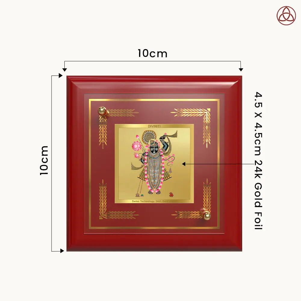 Lord Shrinathji | Divine Form of Krishna from Nathdwara Tabletop Frame in 24K Gold Plated Foil