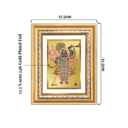 Lord Shrinathji  24K Gold Plated Foil Wall and Tabletop Photo Frame