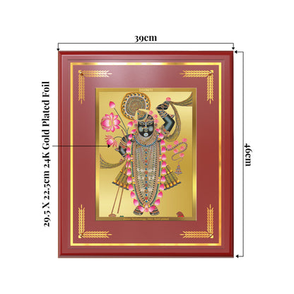 Lord Shrinathji | Divine form of Krishna from Nathdwara Wall Mount Photo Frame in 24K Gold Plated Foil