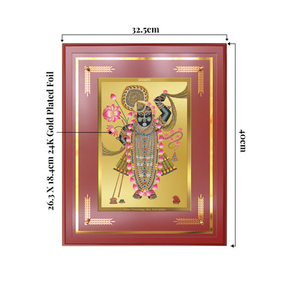 Lord Shrinathji | Divine form of Krishna from Nathdwara Wall Mount Photo Frame in 24K Gold Plated Foil