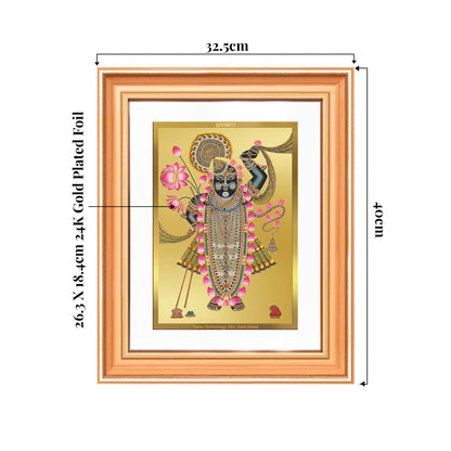 Lord Shrinathji | Divine form of Krishna from Nathdwara Wall Mount Photo Frame in 24K Gold Plated Foil