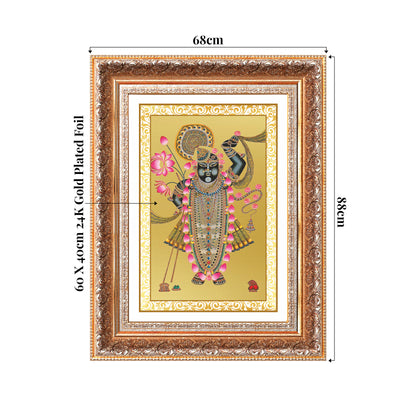 Lord Shrinathji | Divine form of Krishna from Nathdwara Wall Mount Photo Frame in 24K Gold Plated Foil