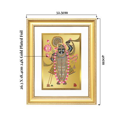 Lord Shrinathji | Divine form of Krishna from Nathdwara Wall Mount Photo Frame in 24K Gold Plated Foil