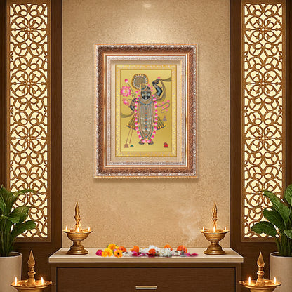 Lord Shrinathji | Divine form of Krishna from Nathdwara Wall Mount Photo Frame in 24K Gold Plated Foil