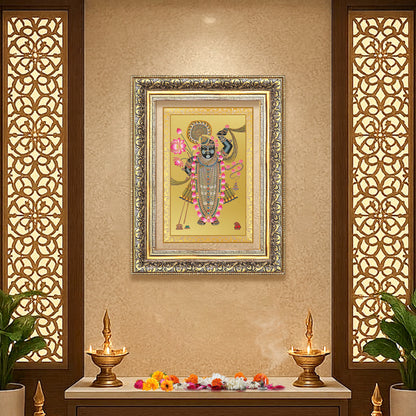 Lord Shrinathji | Divine form of Krishna from Nathdwara Wall Mount Photo Frame in 24K Gold Plated Foil