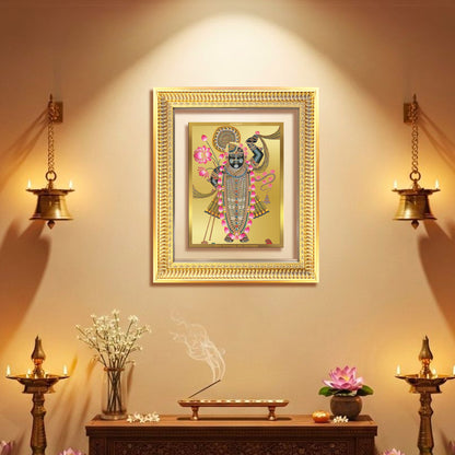 Lord Shrinathji | Divine form of Krishna from Nathdwara Wall Mount Photo Frame in 24K Gold Plated Foil