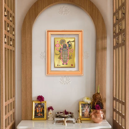 Lord Shrinathji | Divine form of Krishna from Nathdwara Wall Mount Photo Frame in 24K Gold Plated Foil