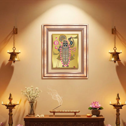 Lord Shrinathji | Divine form of Krishna from Nathdwara Wall Mount Photo Frame in 24K Gold Plated Foil