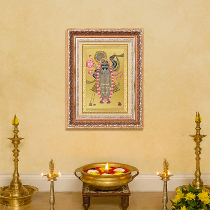 Lord Shrinathji | Divine form of Krishna from Nathdwara Wall Mount Photo Frame in 24K Gold Plated Foil