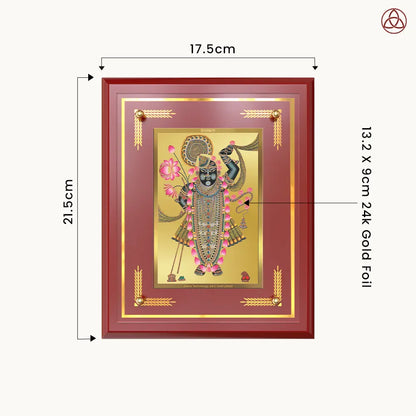 Lord Shrinathji | Divine form of Krishna from Nathdwara Wall & Tabletop Photo Frame in 24K Gold Plated Foil