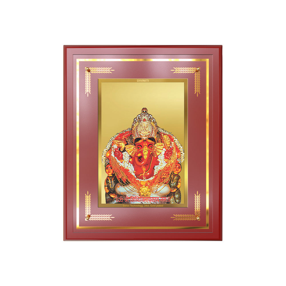 Lord Siddhivinayak | Giver of Auspicious Beginnings & Fulfilled Wishes Wall & Tabletop Frame in 24K Gold Plated Foil