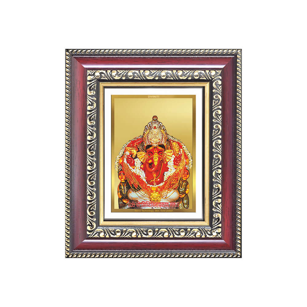Lord Siddhivinayak Wall & Tabletop Frame for Home & Temple in 24K Gold Plated Foil