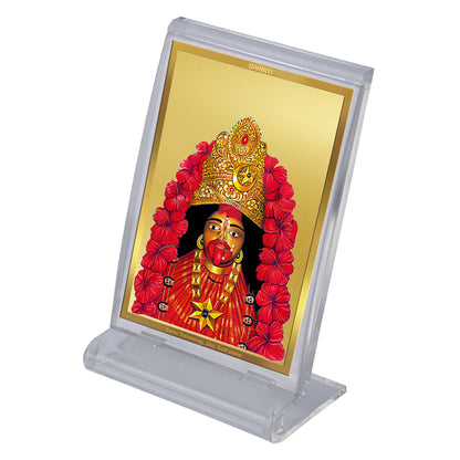 Diviniti 24K Gold Plated Foil Tara Devi Frame For Car Dashboard, Home Decor Showpiece, Puja (11 x 6.8 CM)