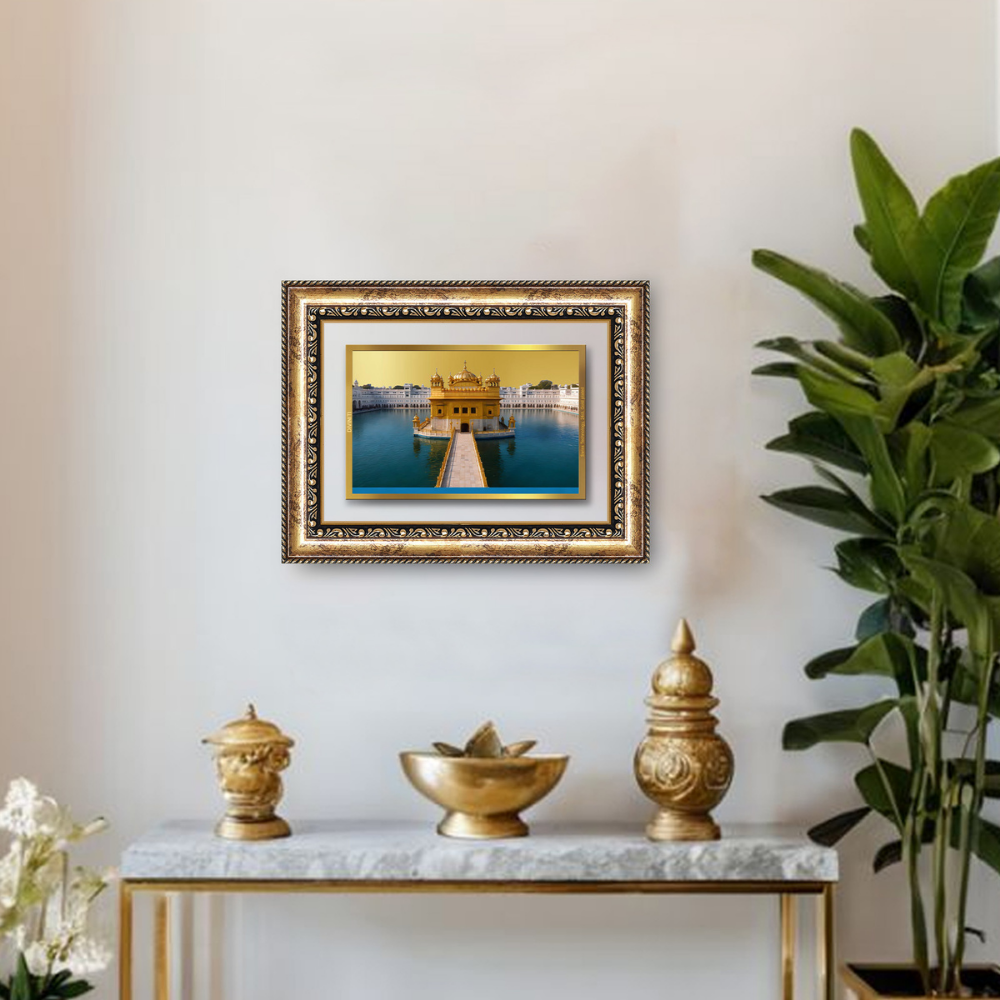 Diviniti 24K Gold Plated Golden Temple (Classic) Divine Wall Frame for Home Mandir & Office Decor | Luxury Spiritual Gift