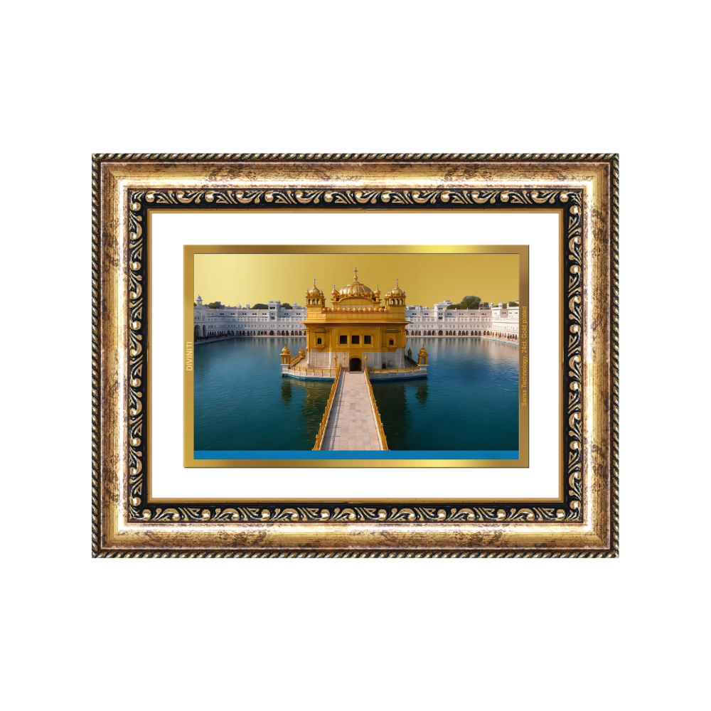 Diviniti 24K Gold Plated Golden Temple (Classic) Divine Wall Frame for Home Mandir & Office Decor | Luxury Spiritual Gift