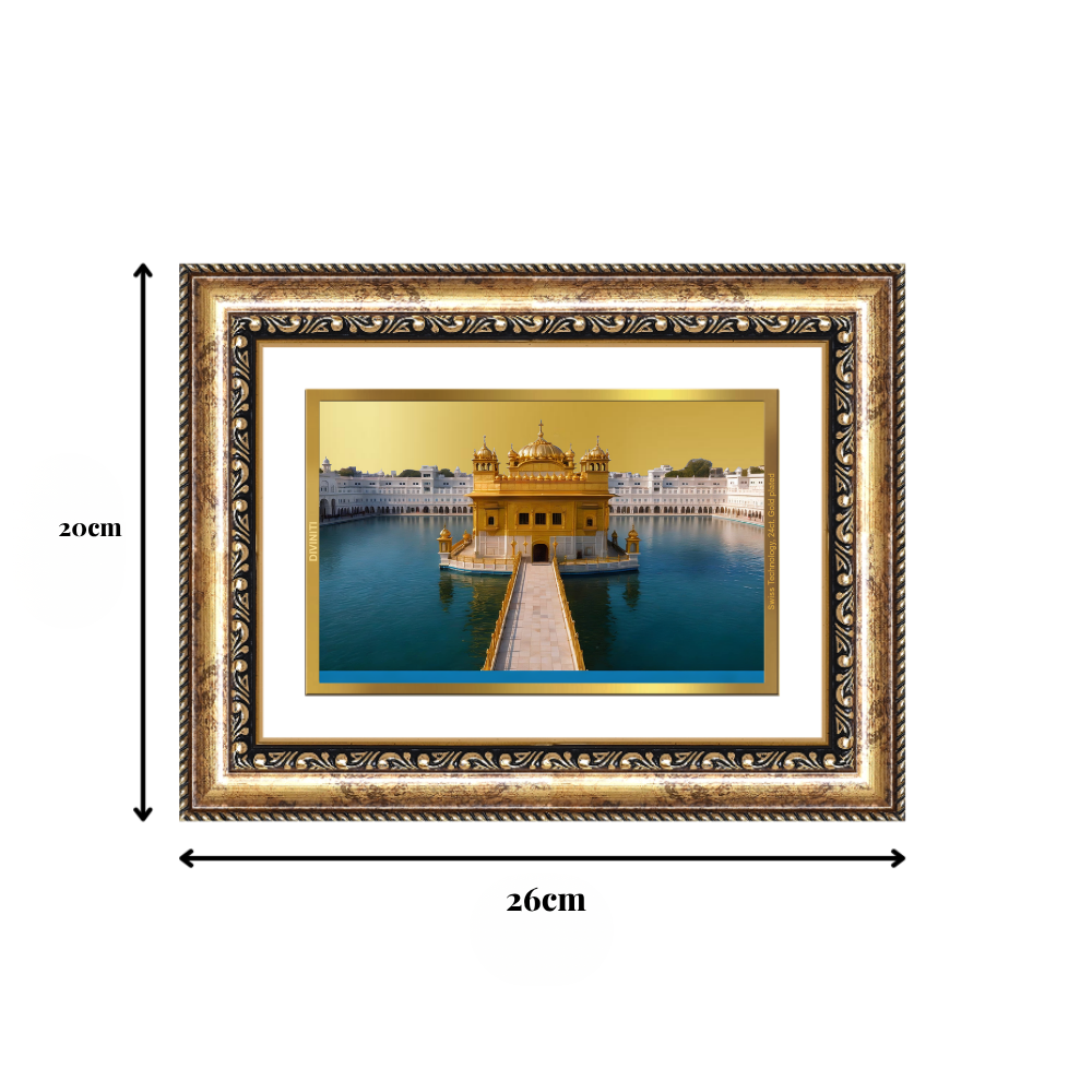 Diviniti 24K Gold Plated Golden Temple (Classic) Divine Wall Frame for Home Mandir & Office Decor | Luxury Spiritual Gift