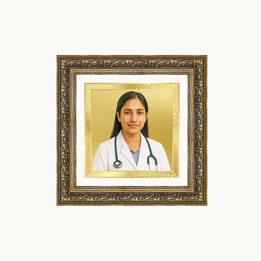 Portrait on Gold Immortalise Your Aurum Essence Square Photo Frame in 24K Gold Plated Foil
