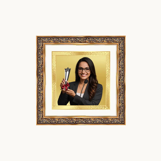 Portrait on Gold Immortalise Your Opulent Charm Square Photo Frame in 24K Gold Plated Foil