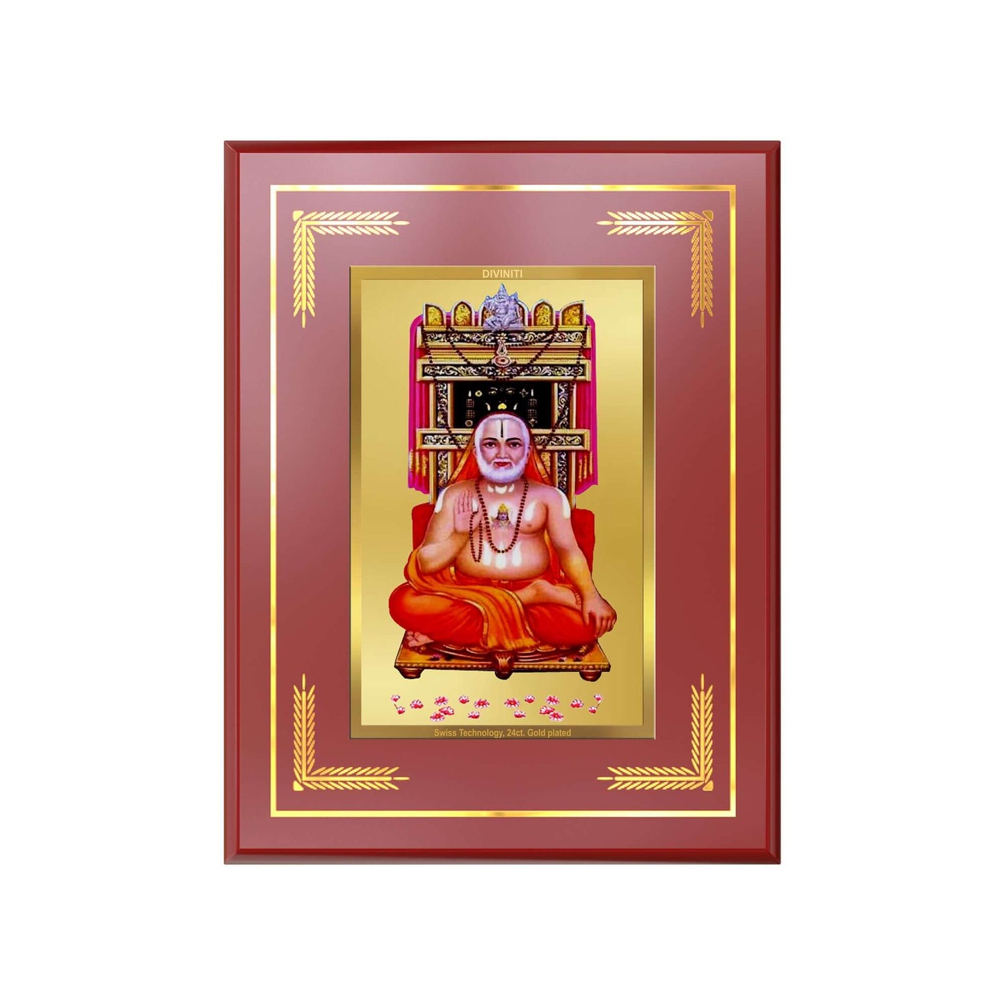 Sri Raghavendra Tirtha Swami Photo Frame in 24k Gold Plated Foil