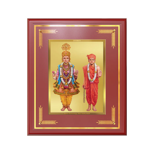 Lord Swaminarayan | Incarnation of Dharma & Divine Grace Wall & Tabletop Frame in 24K Gold Plated Foil