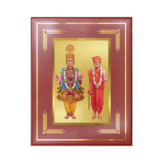 Lord Swaminarayan | Incarnation of Dharma & Divine Grace Wall Photo Frame in 24K Gold Plated Foil