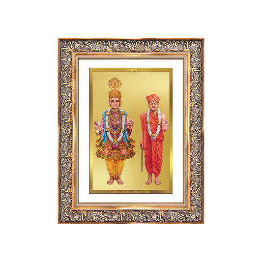 Lord Swaminarayan | Incarnation of Dharma & Divine Grace Wall Photo Frame in 24K Gold Plated Foil