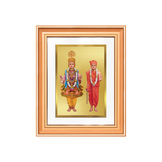 Lord Swaminarayan | Incarnation of Dharma & Divine Grace Wall & Tabletop Frame in 24K Gold Plated Foil
