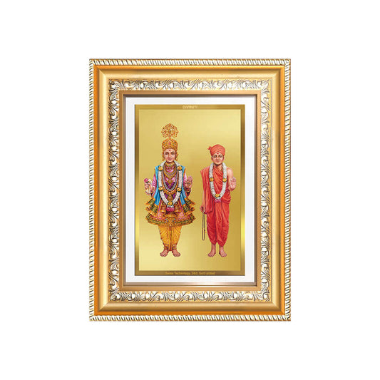 Lord Swaminarayan | Incarnation of Dharma & Divine Grace Wall and Tabletop Photo Frame in 24K Gold Plated Foil