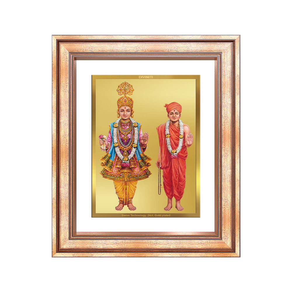 Lord Swaminarayan | Incarnation of Dharma & Divine Grace Wall & Tabletop Frame in 24K Gold Plated Foil