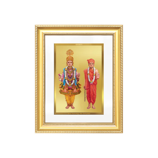 Lord Swaminarayan | Incarnation of Dharma & Divine Grace Wall & Tabletop Frame in 24K Gold Plated Foil