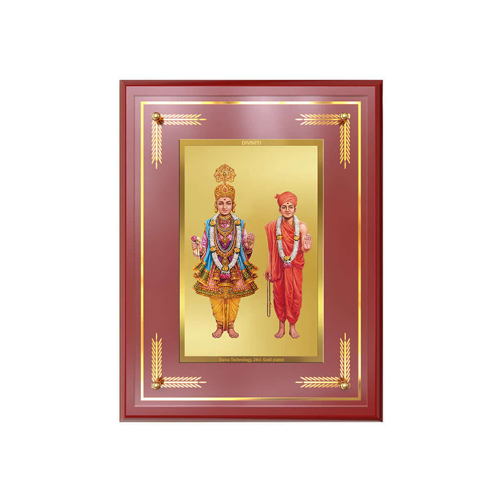 Lord Swaminarayan | Incarnation of Dharma & Divine Grace Wall and Tabletop Photo Frame in 24K Gold Plated Foil