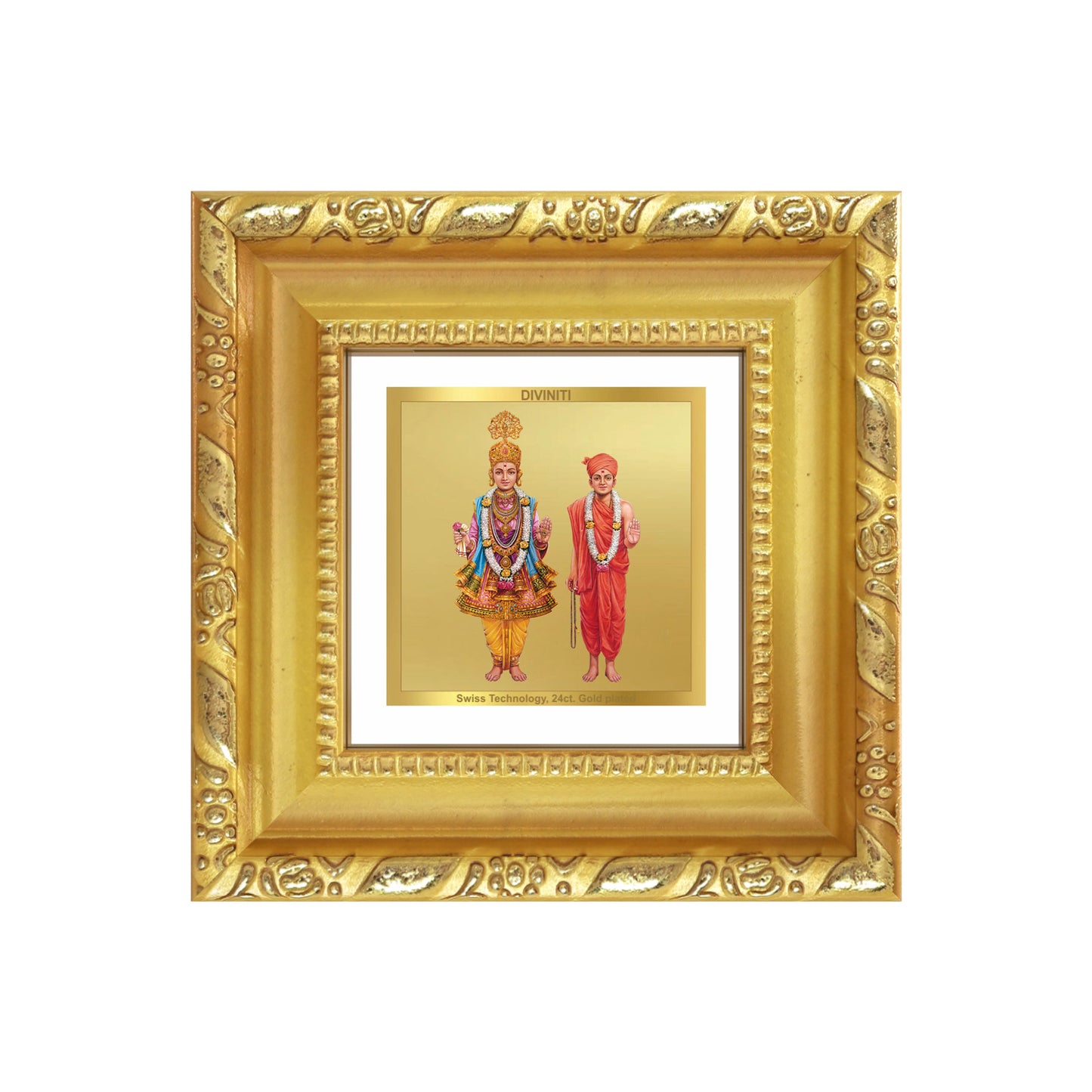Lord Swaminarayan | Incarnation of Dharma & Divine Grace Tabletop Frame in 24K Gold Plated Foil