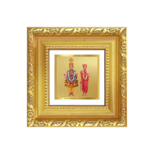 Lord Swaminarayan | Incarnation of Dharma & Divine Grace Tabletop Frame in 24K Gold Plated Foil