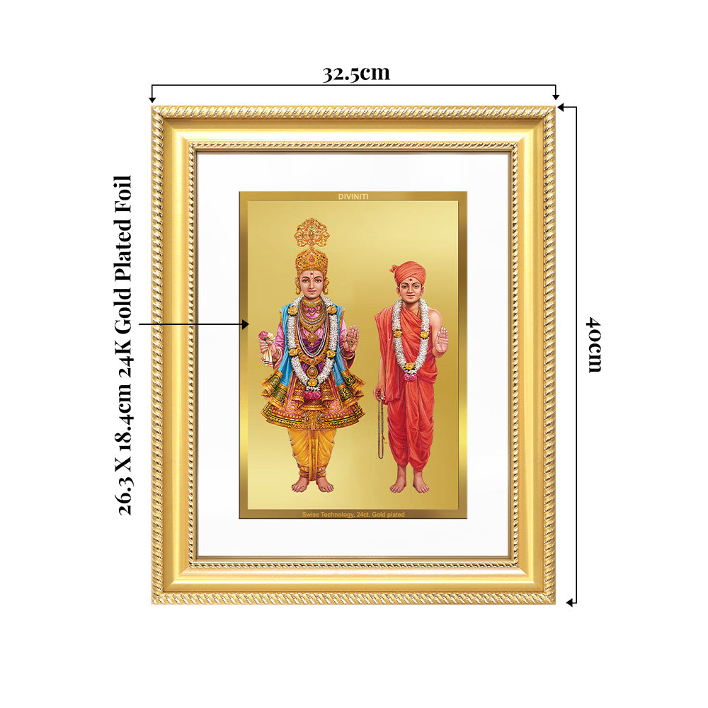 Lord Swaminarayan | Incarnation of Dharma & Divine Grace Wall & Tabletop Frame in 24K Gold Plated Foil