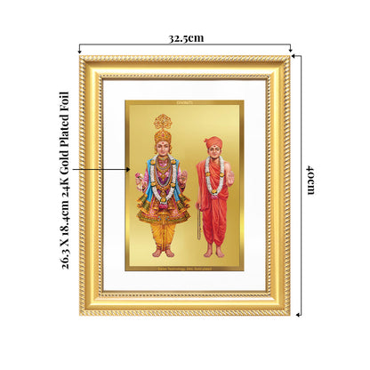 Lord Swaminarayan | Incarnation of Dharma & Divine Grace Wall & Tabletop Frame in 24K Gold Plated Foil
