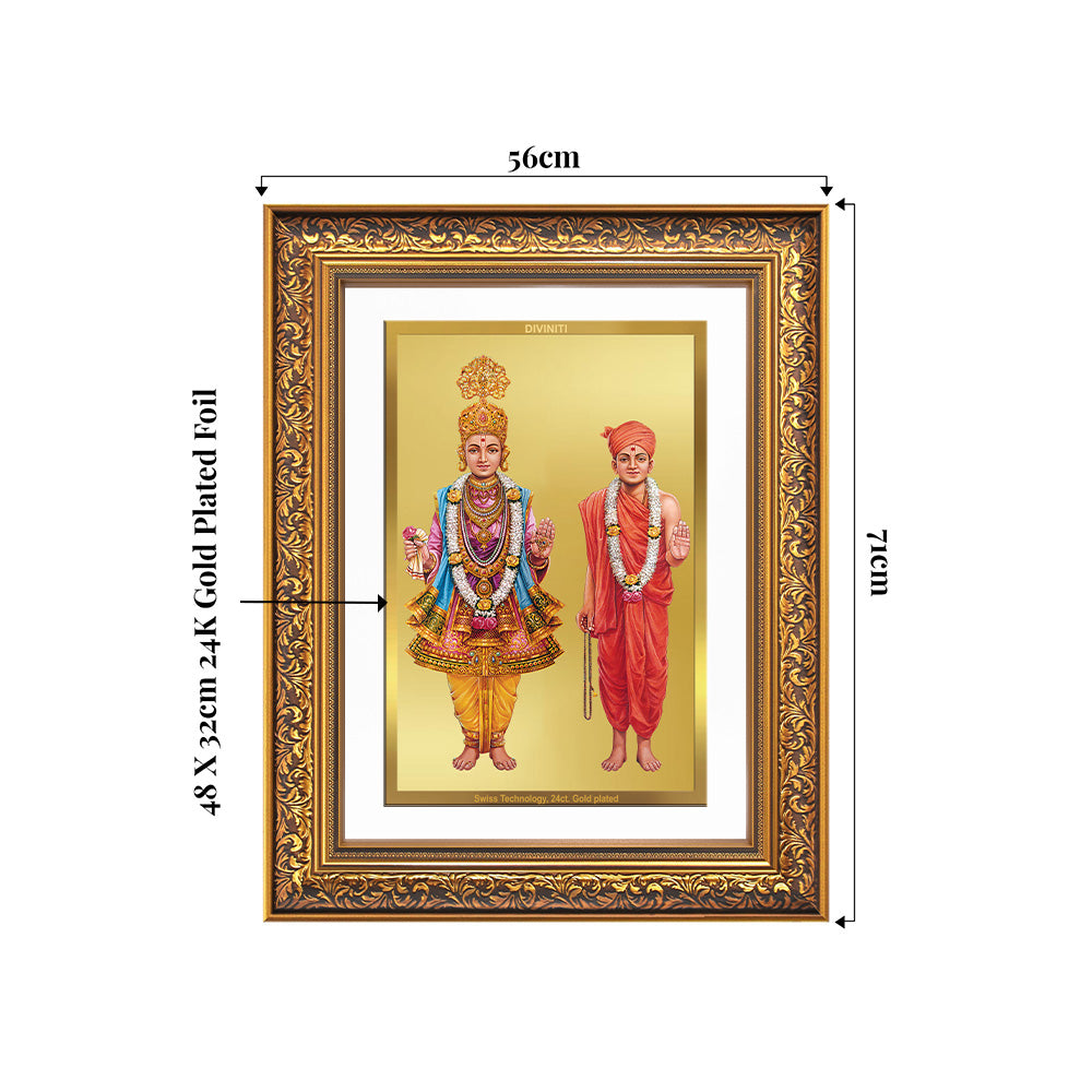 Lord Swaminarayan | Incarnation of Dharma & Divine Grace Wall Photo Frame in 24K Gold Plated Foil