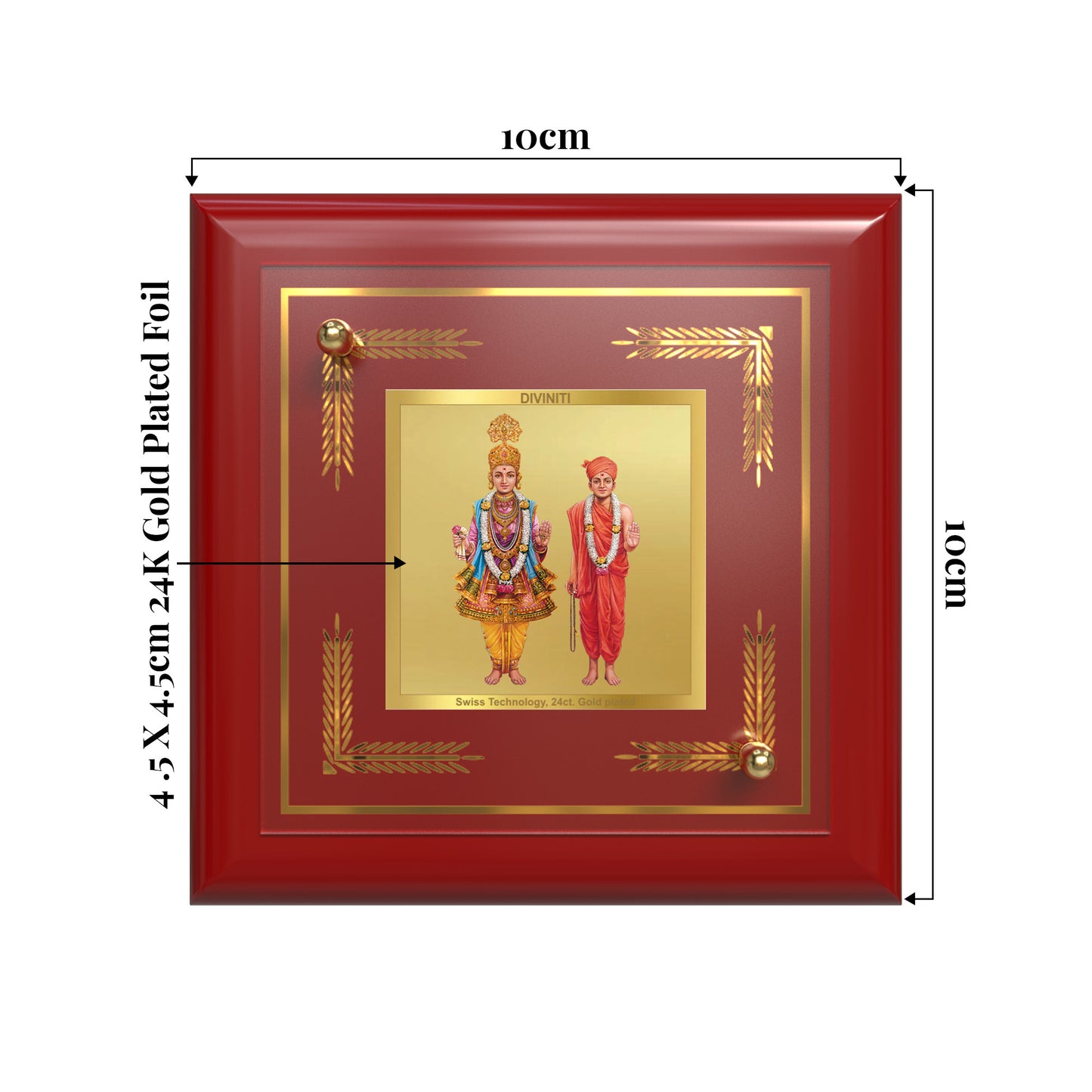 Lord Swaminarayan | Incarnation of Dharma & Divine Grace Tabletop Frame in 24K Gold Plated Foil