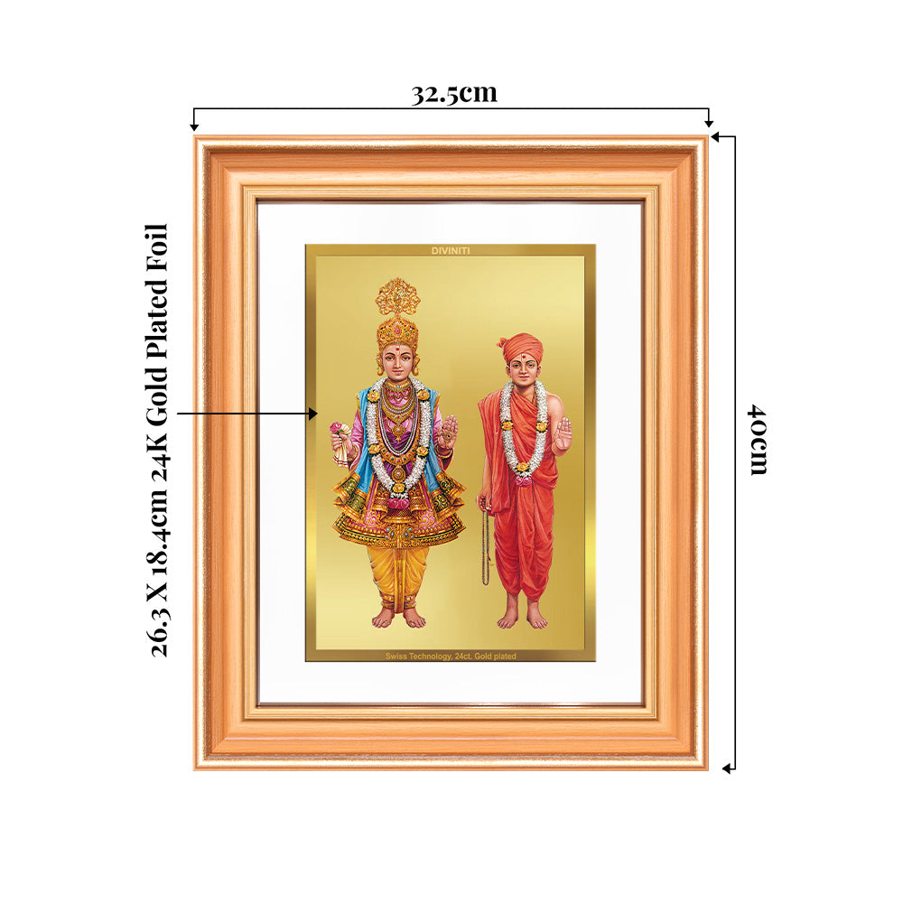 Lord Swaminarayan | Incarnation of Dharma & Divine Grace Wall & Tabletop Frame in 24K Gold Plated Foil