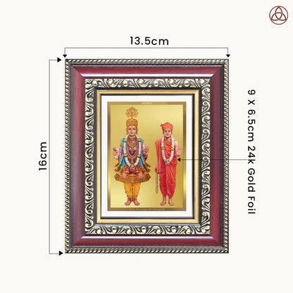 Lord Swaminarayan | Incarnation of Dharma & Divine Grace Tabletop Frame in 24K Gold Plated Foil