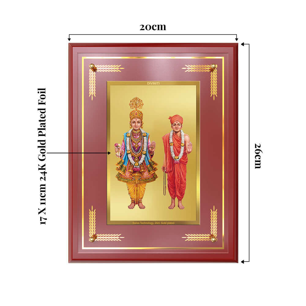 Lord Swaminarayan | Incarnation of Dharma & Divine Grace Wall and Tabletop Photo Frame in 24K Gold Plated Foil