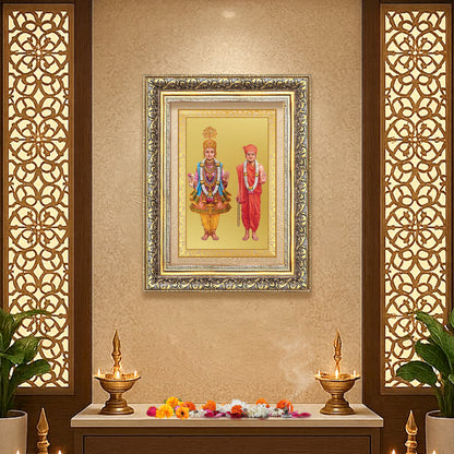 Lord Swaminarayan | Incarnation of Dharma & Divine Grace Wall Photo Frame in 24K Gold Plated Foil