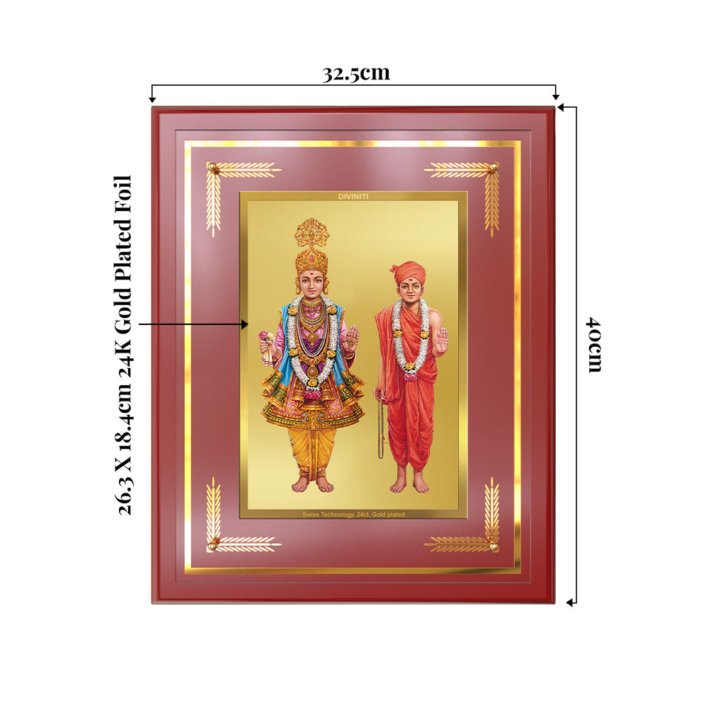 Lord Swaminarayan | Incarnation of Dharma & Divine Grace Wall & Tabletop Frame in 24K Gold Plated Foil