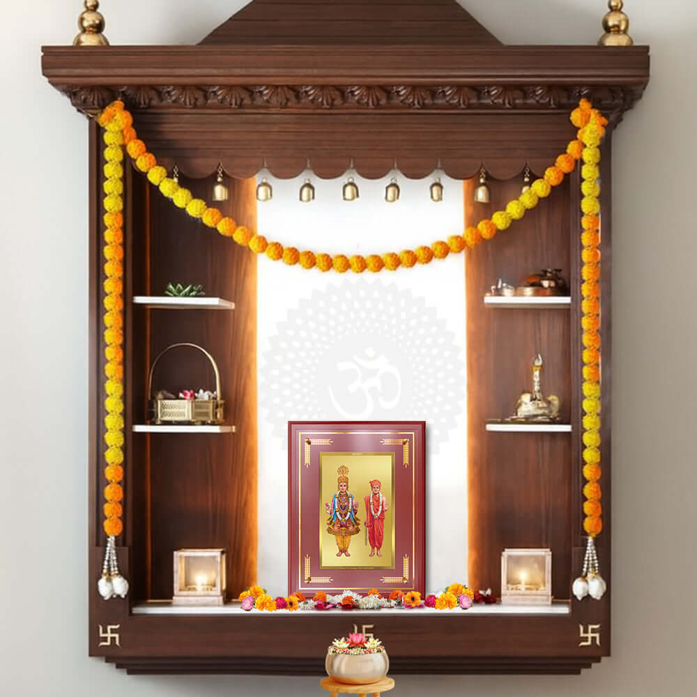 Lord Swaminarayan | Incarnation of Dharma & Divine Grace Wall and Tabletop Photo Frame in 24K Gold Plated Foil