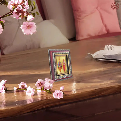 Lord Swaminarayan | Incarnation of Dharma & Divine Grace Tabletop Frame in 24K Gold Plated Foil