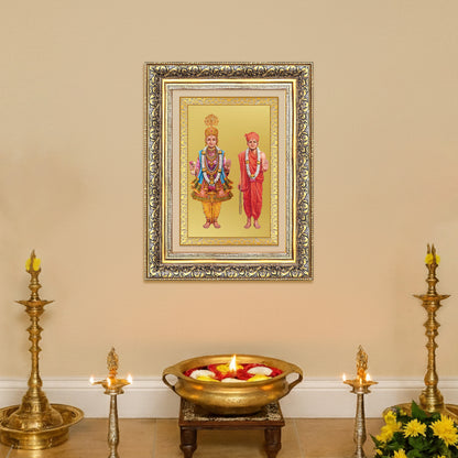 Lord Swaminarayan | Incarnation of Dharma & Divine Grace Wall Photo Frame in 24K Gold Plated Foil